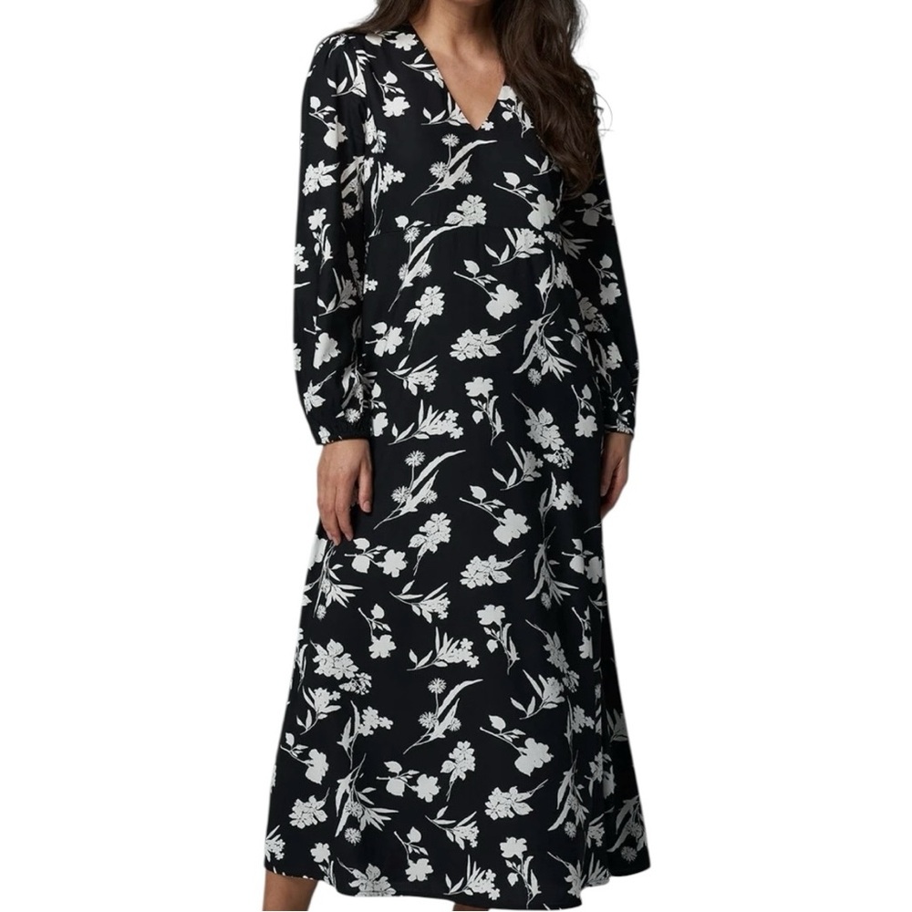 Franne Golde Seaside Maxi Dress Black Floral Botanical Rayon XXL 5827FG